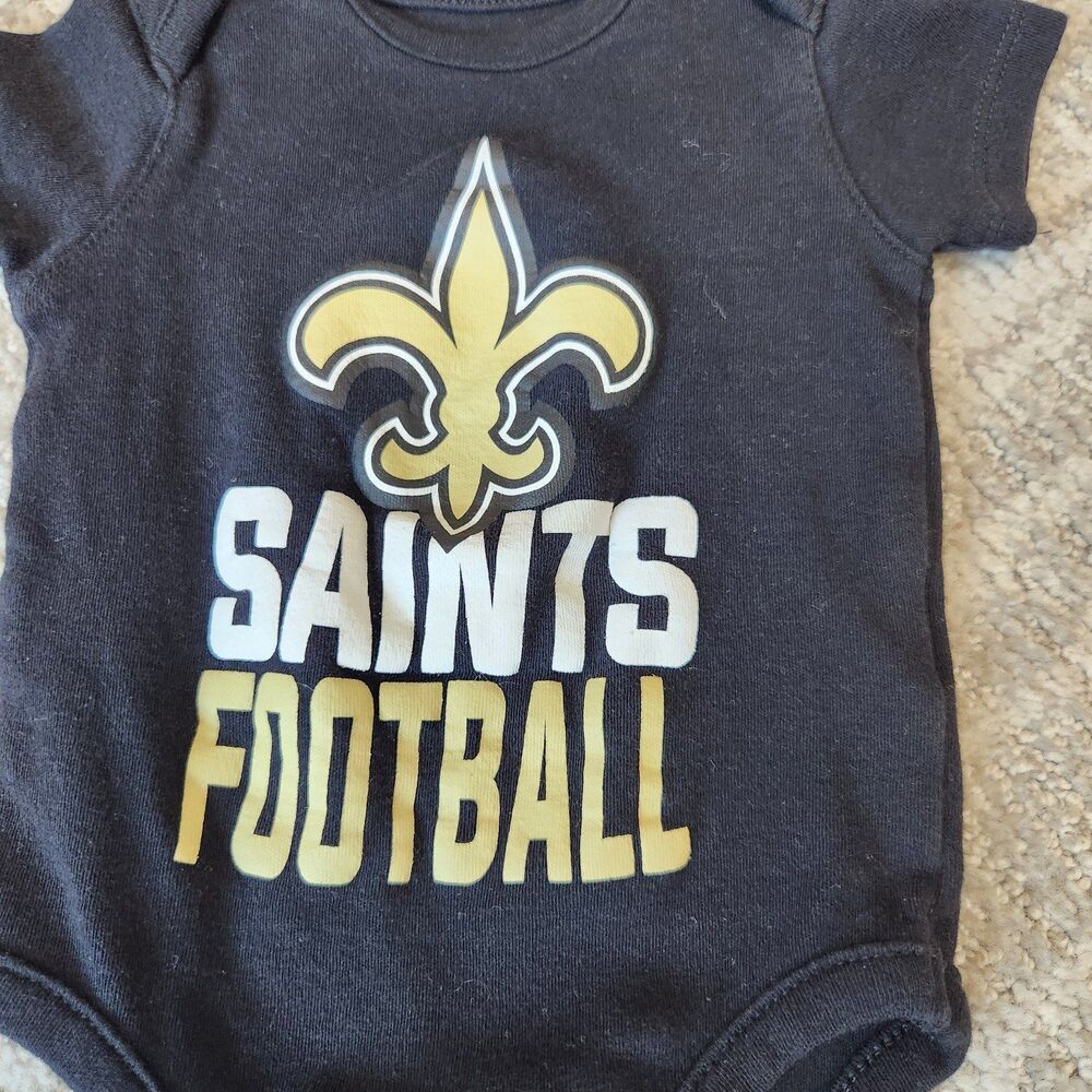 NFL New Orleans Saints boy girl bodysuit black gold grey size 3-6 months - Picture 3 of 5